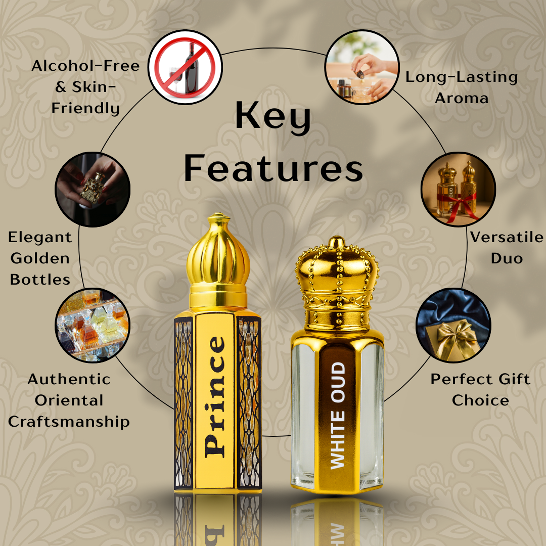 OUD AL ABRAZ Combo Pack – White Oud 18ML + Prince Oud 18ML (Pack of 2)